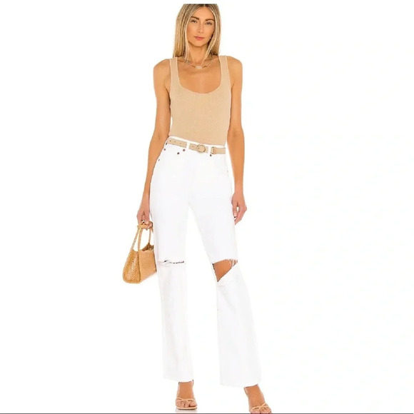 Re/Done Originals 90s High Rise Loose in White Denim With Rips Size 30 NWT - Picture 2 of 15